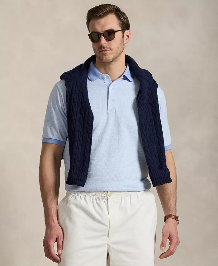 

Мужская поло из джерси в клетку "гусиная лапка" больших размеров Polo Ralph Lauren, синий