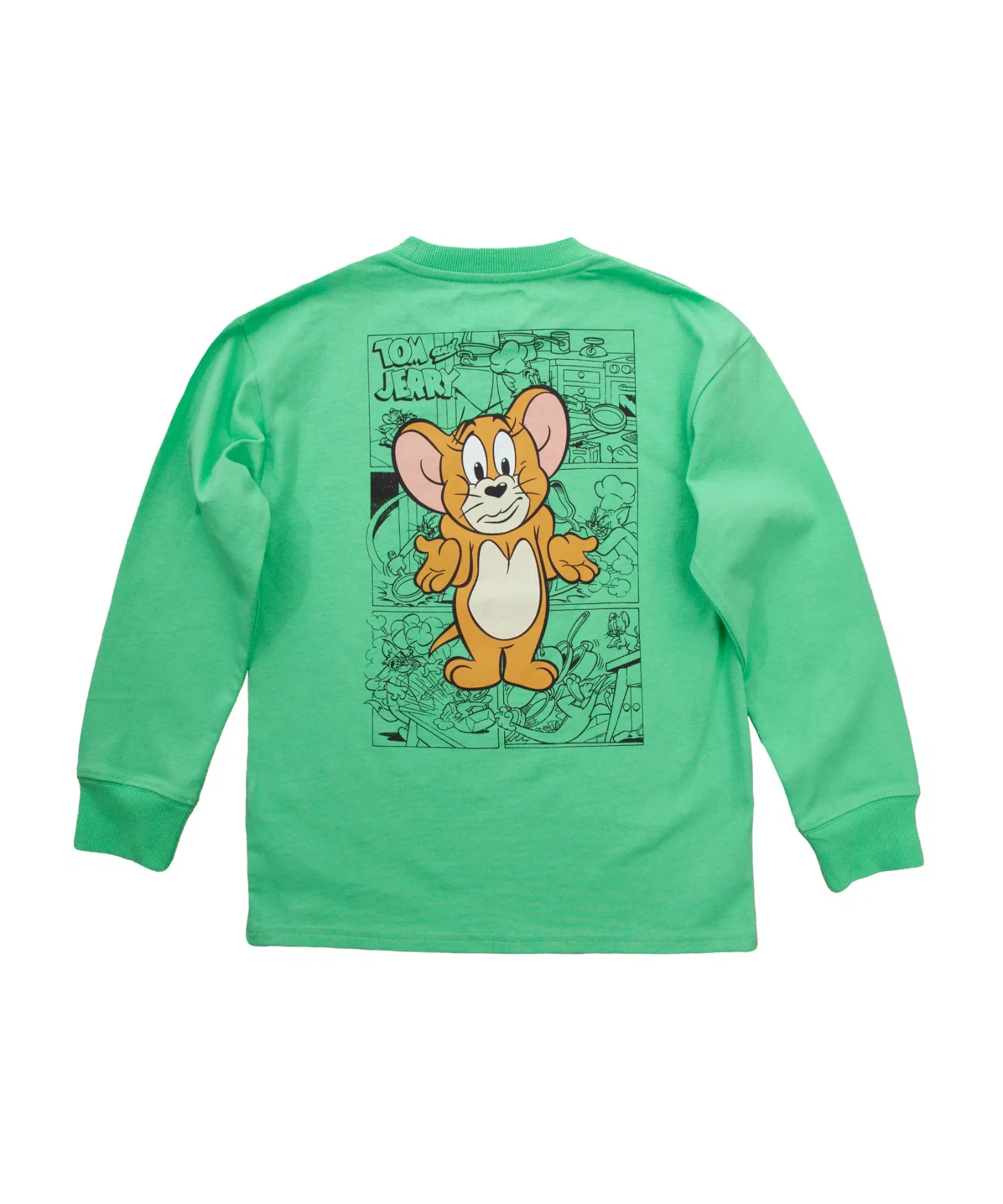 Детская хлопковая футболка TOM&JERRY с принтом лаймового цвета