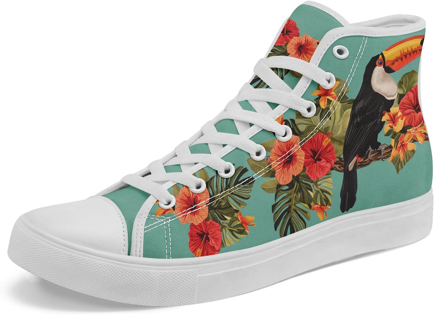 

Высокие кеды на платформе AWSOLE из канвы для женщин и мужчин, черные, винтажные, с принтом лесных животных, грибов и птиц, легкие повседневные тапочки из канвы