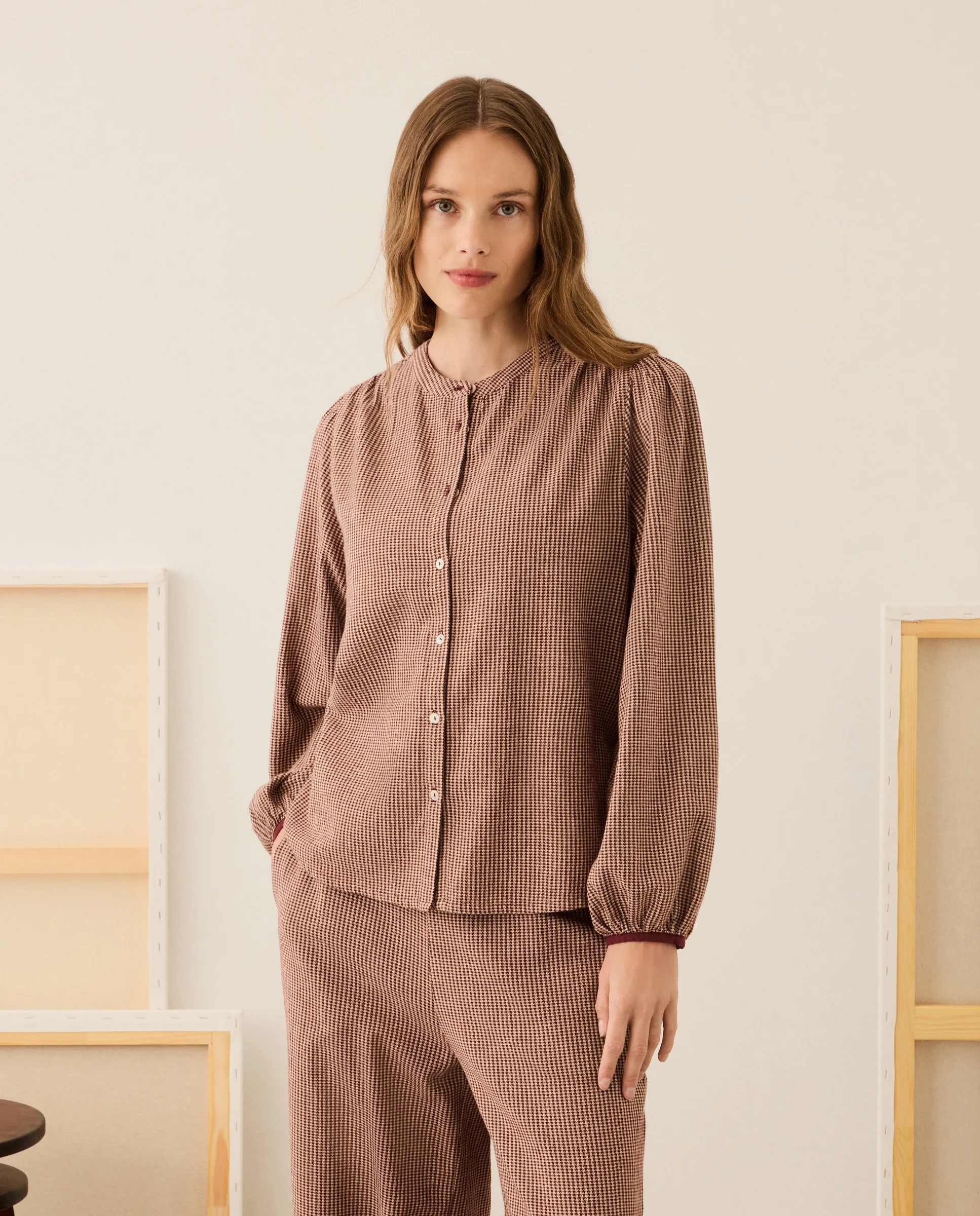 

Рубашка в клетку с фантазийным узором Stella Rittwagen, бордовый