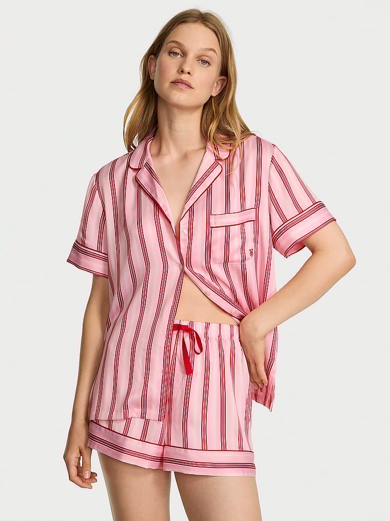 

Короткий пижамный комплект из глянцевого атласа Victoria'S Secret, signature satin print