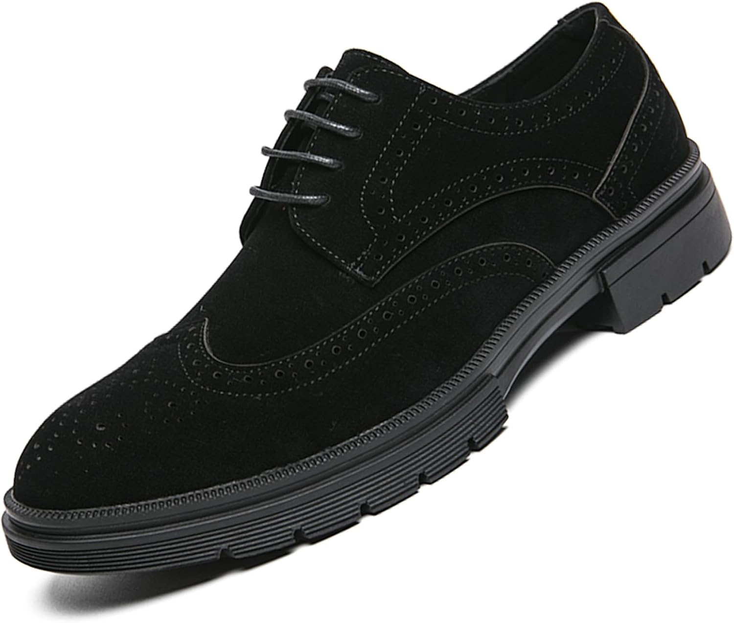 

Мужские замшевые оксфорды с крыльями и шнуровкой, классические броги, деловые туфли, модные удобные платформенные дерби, формальная обувь Lossarye, черный