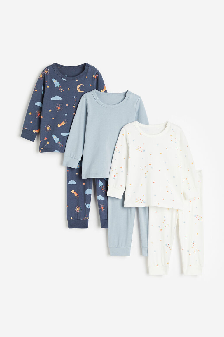 

3 пары хлопковых пижам H&M, синий