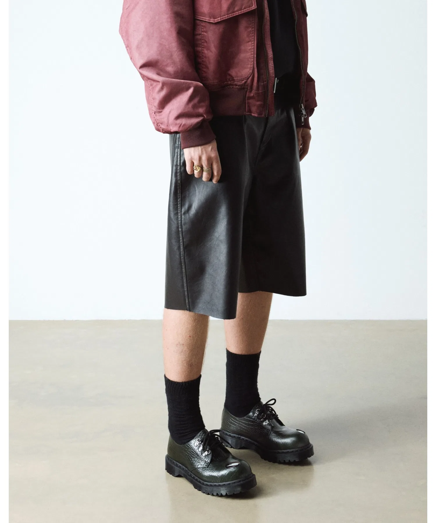 Унисекс ботинки из кожи с тиснением Dr. Martens 1461 STEEL TOE зелёные — фото 3