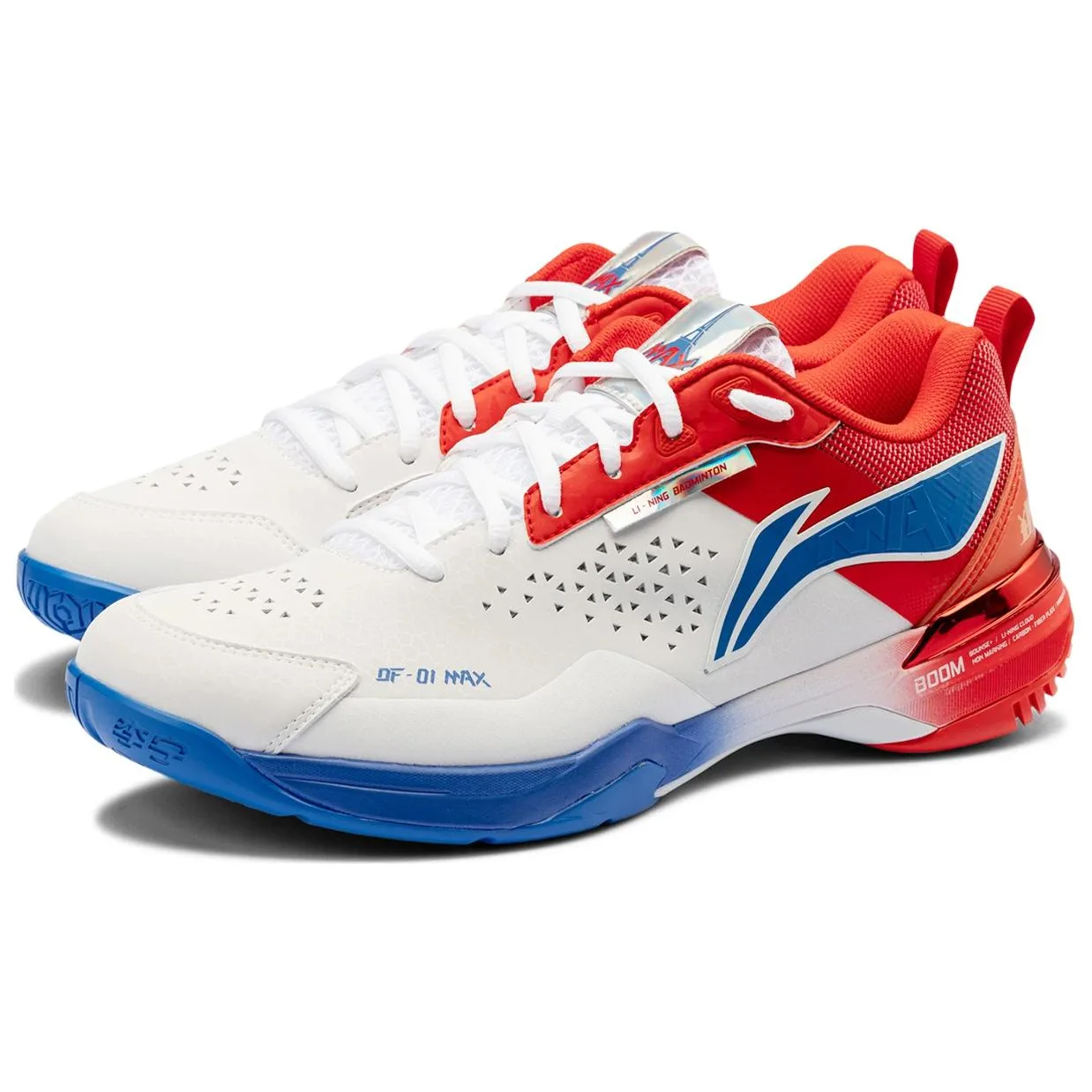 Кроссовки для бадминтона Li-Ning Textile, Synthetic Leather, устойчивые к истиранию, дышащие, низкие, унисекс, белые, красные, синие — фото 4