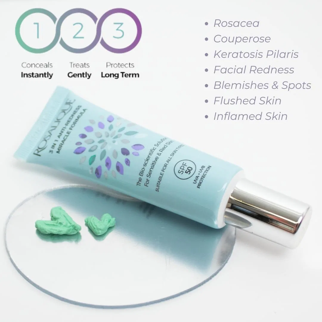 Солнцезащитный крем для лица 3-в-1 Anti-Redness Miracle Formula SPF50 Rosalique Rosalique Anti Redness Skincare — фото 4
