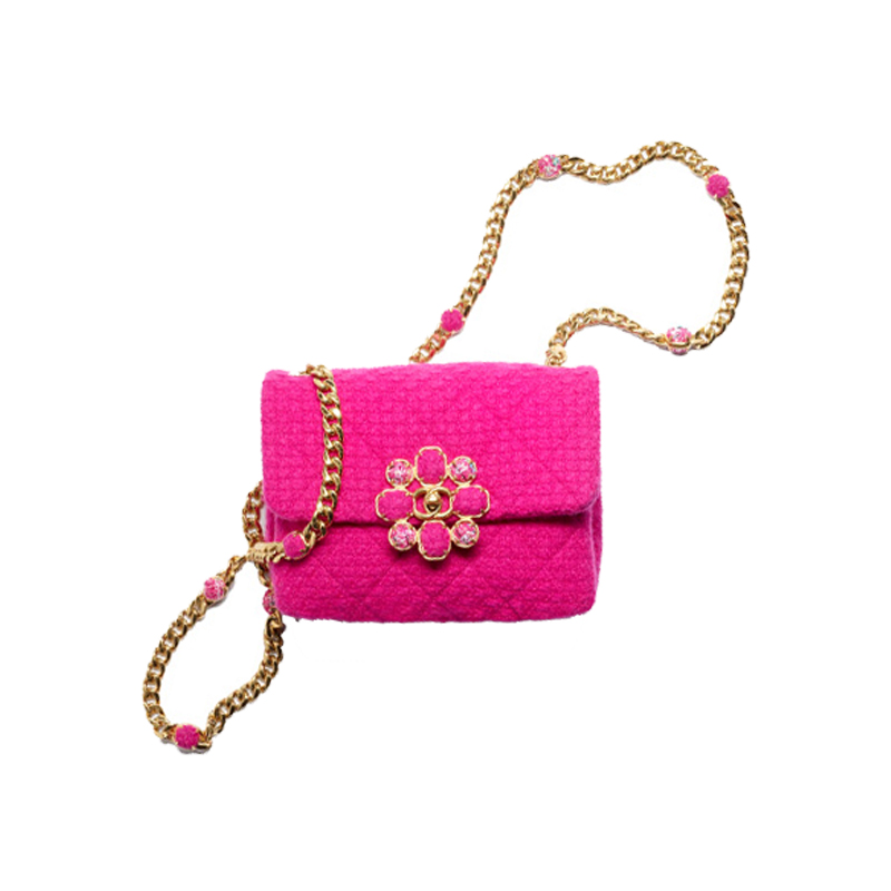 

CHANEL Осенне-зимняя кашемировая саржа мягкая шерстяная мини-сумка через плечо женская персиково-розовая