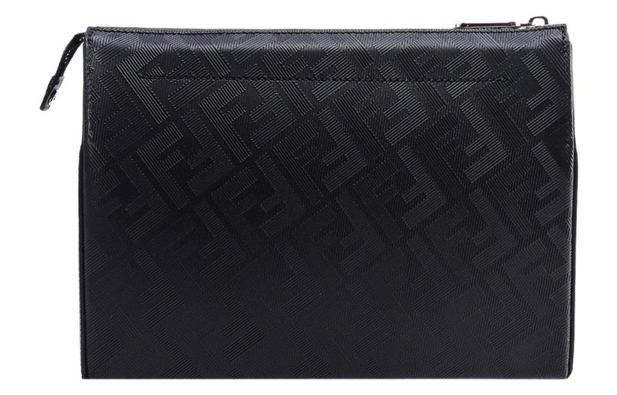 FENDI Кожаная мужская сумка на запястье клатч черная — фото 4