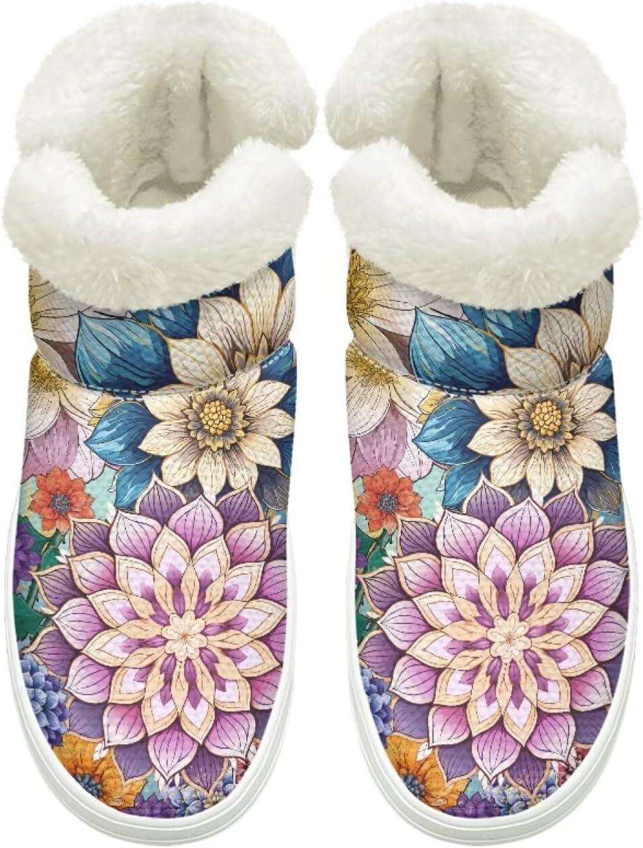 

Женские и мужские зимние ботинки на слипоне, дышащая сетка, зимняя обувь для улицы с нескользящей удобной подошвой Cugasmaru, Boho Flower