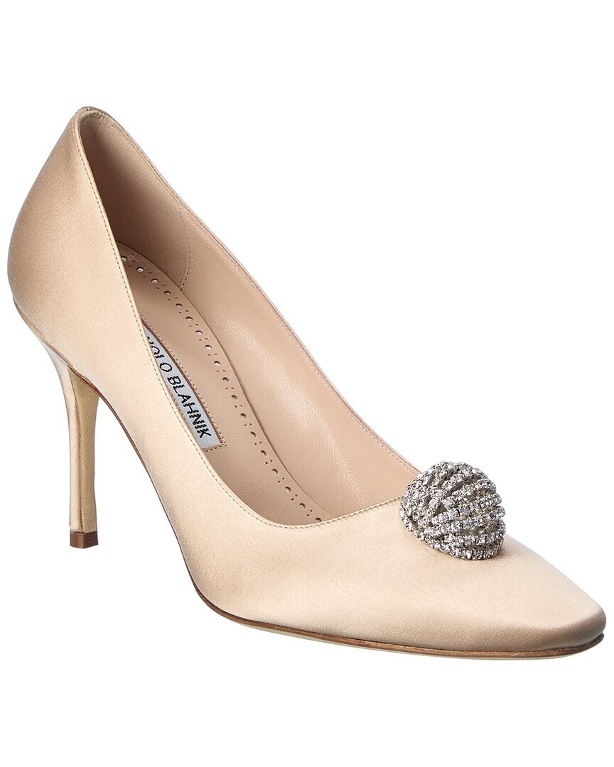 Атласные туфли Manolo Blahnik Elbolita 90, красный — фото 4