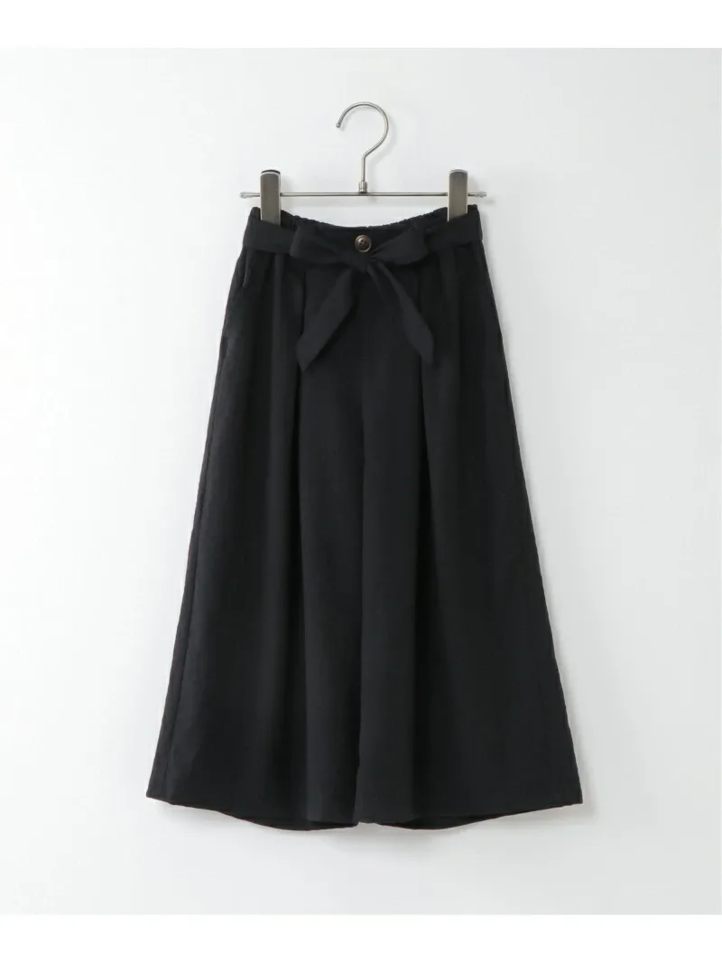 Широкие брюки с ленточным поясом и фактурной отделкой (120–160 см) Ikka, black