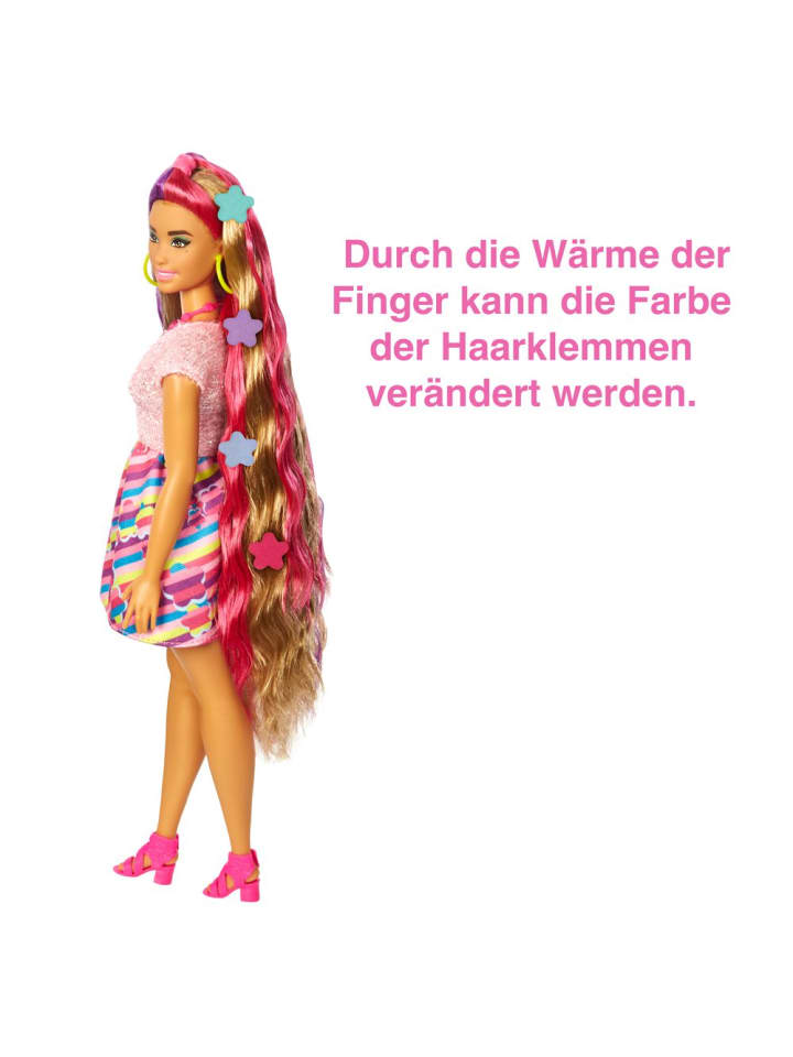 Barbie Кукла Барби с потрясающей прической в ярком цветочном платье | Игровой набор с куклой — фото 4