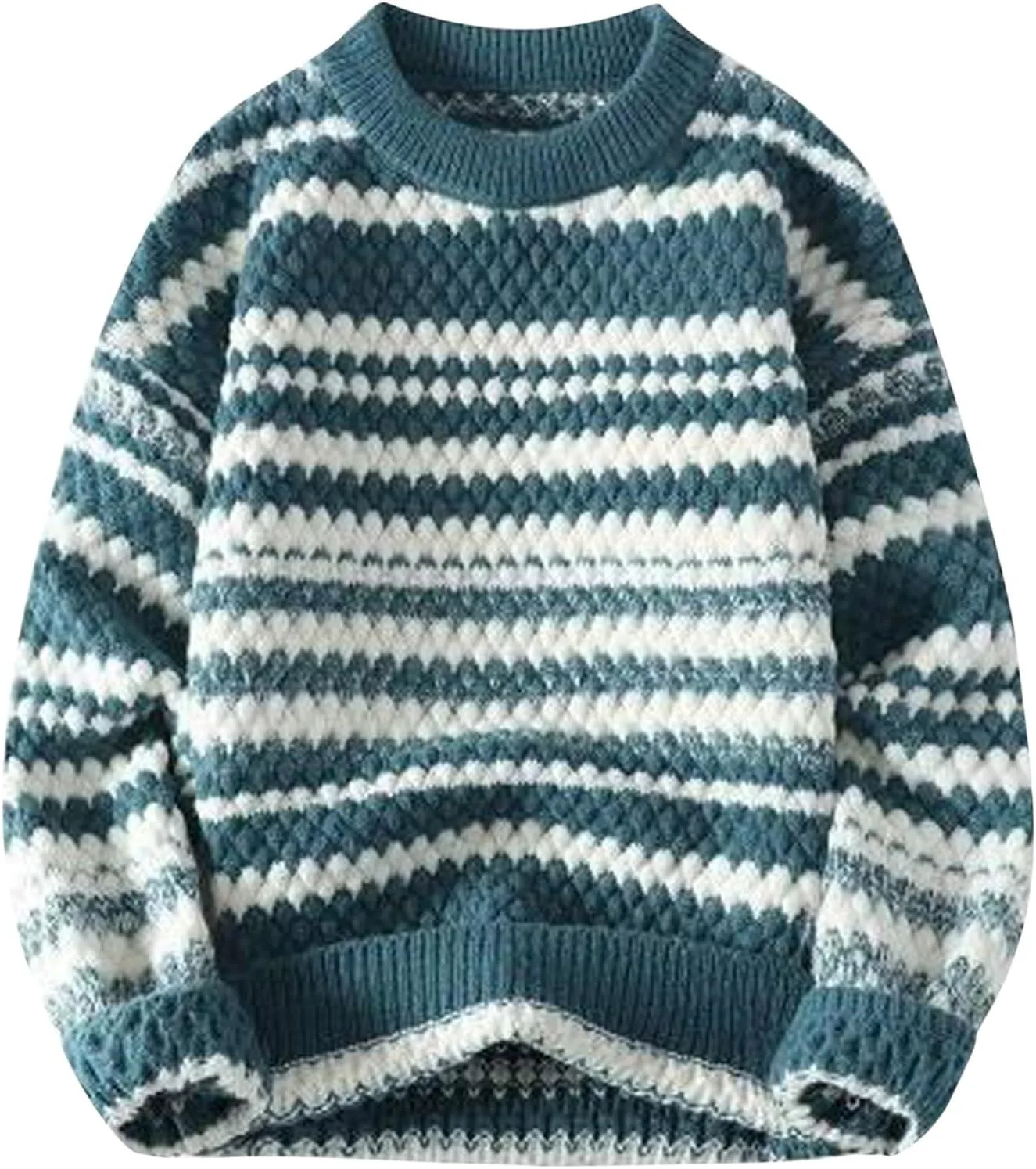 

Мужской свитер с длинным рукавом, полоска, цветной блок, рифленая вязка