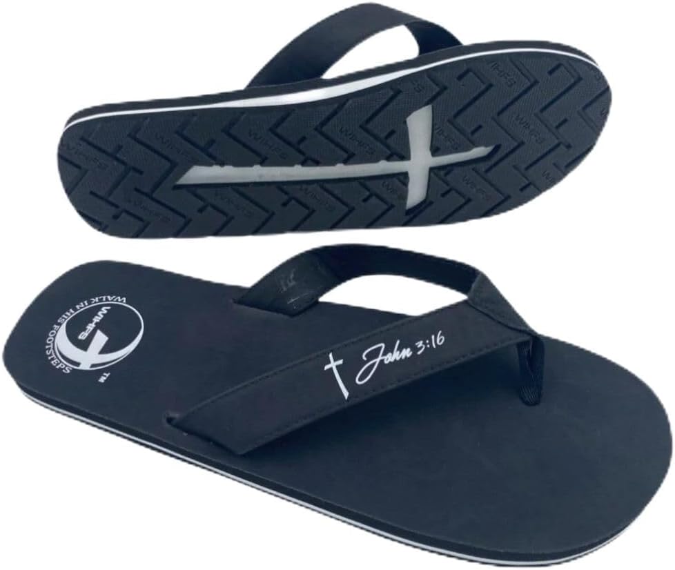 

Мужская христианская одежда и обувь, мужские шлепанцы с крестом, мужские сандалии Иисуса, уникальная христианская одежда, мужские сандалии с библейским стихом Иоанна 3:16 Walk In His Footsteps, серый