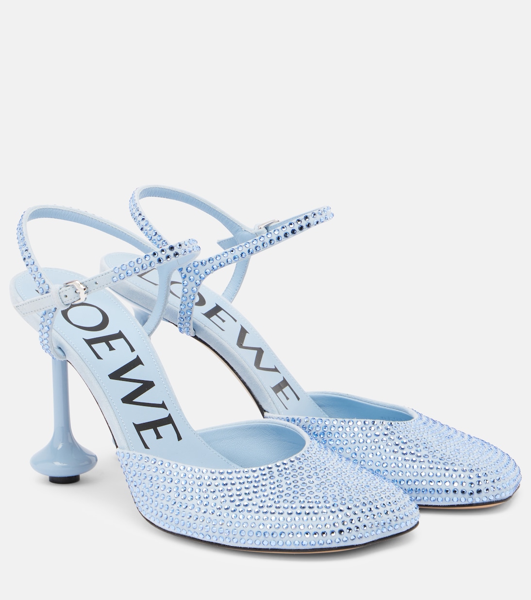 Туфли Toy 90 из кожи, украшенные кристаллами Loewe, Baby Blue
