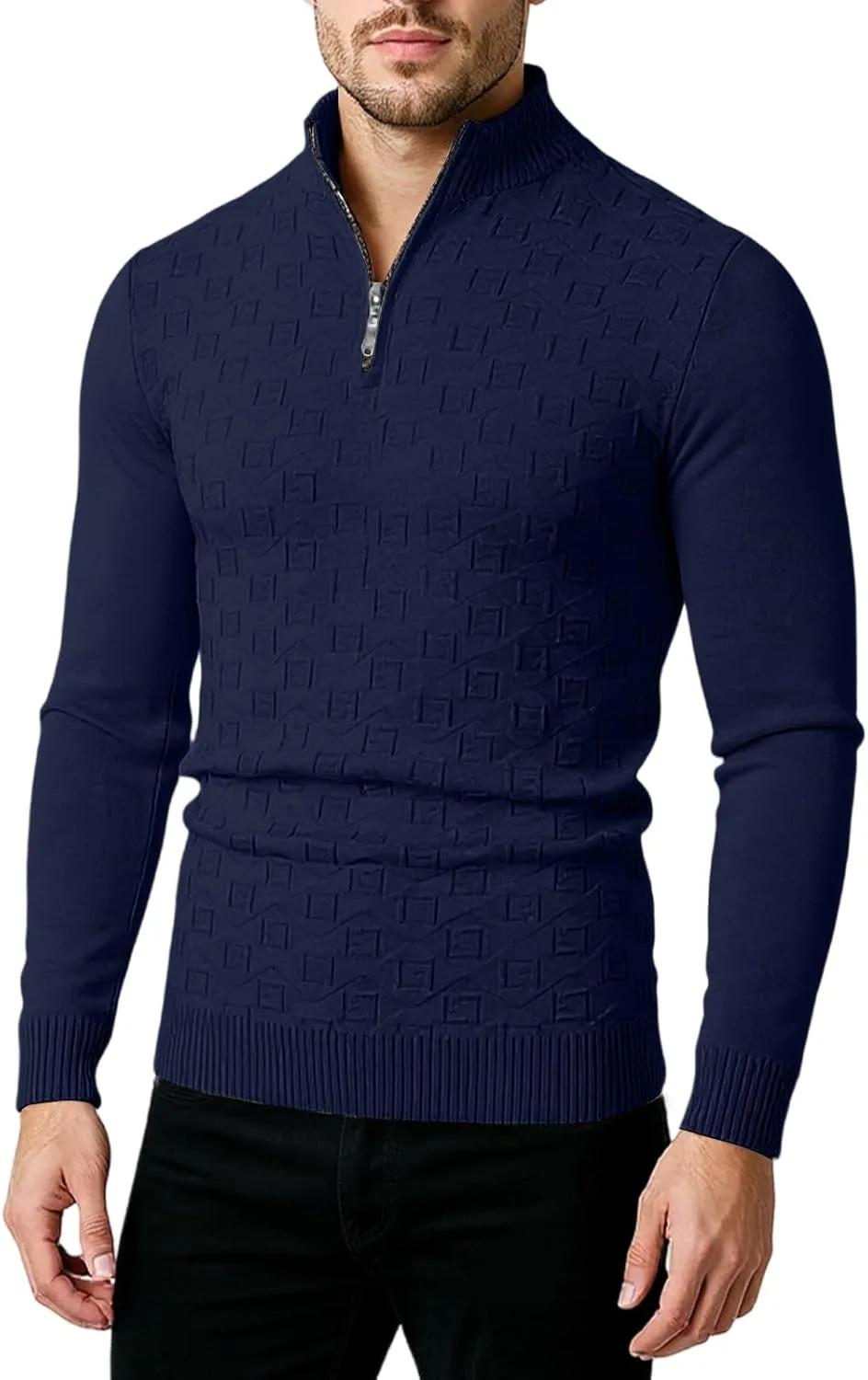Мужской свитер Quarter Zip Pullover с длинными рукавами для комфортной посадки