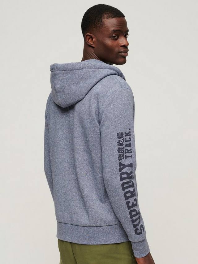 Толстовка на молнии с изображением спортивного колледжа Superdry, цвет Tois Blue Grit — фото 3