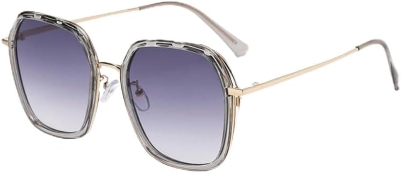 

Женские солнцезащитные очки большого квадратного размера, поликарбонатная оправа с полимерными линзами, серый градиент, золотистые дужки, ширина 61 мм UXUGHGHTI, Silver