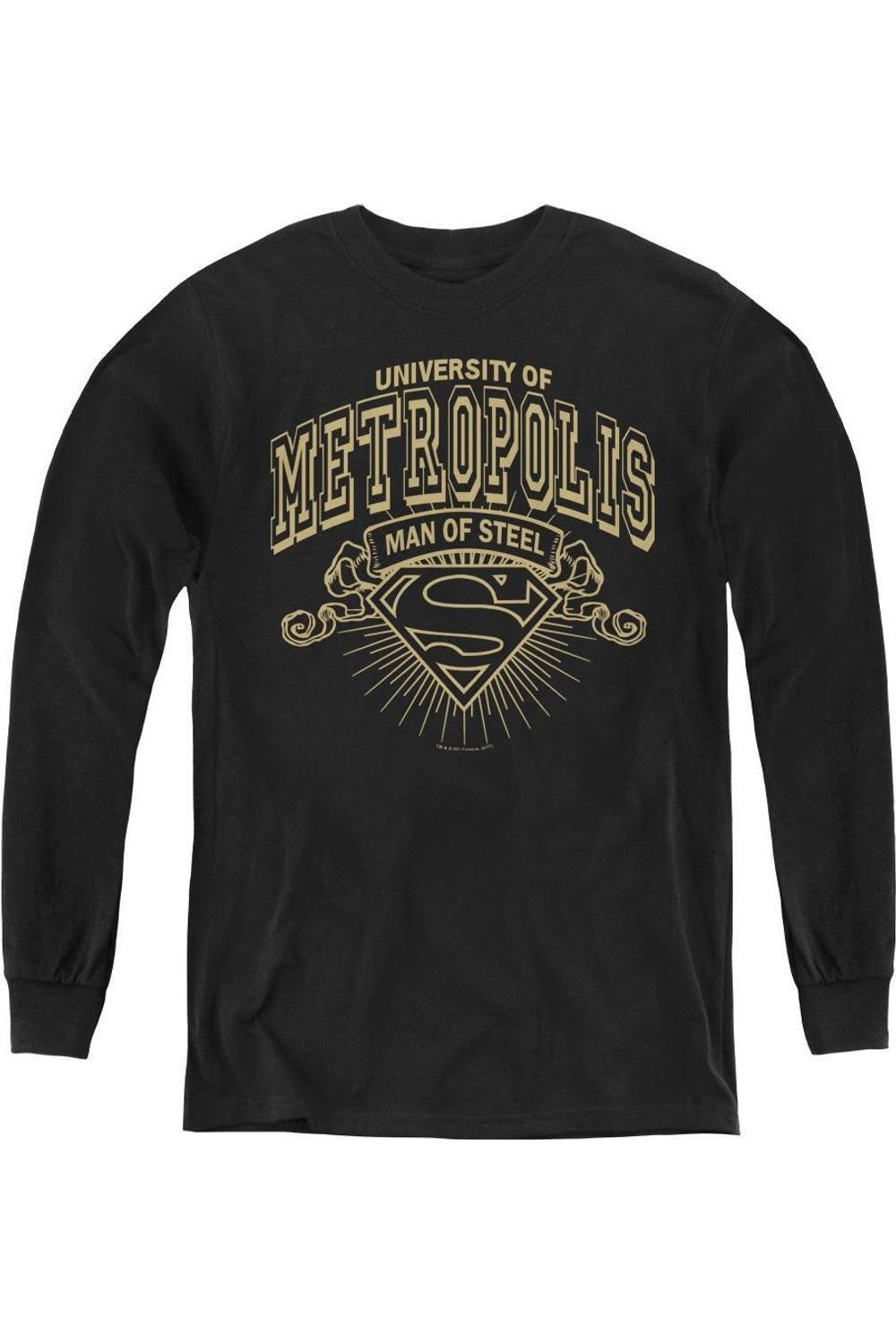 

Футболка с длинным рукавом Superman University Of Metropolis для молодежи Gildan, черный