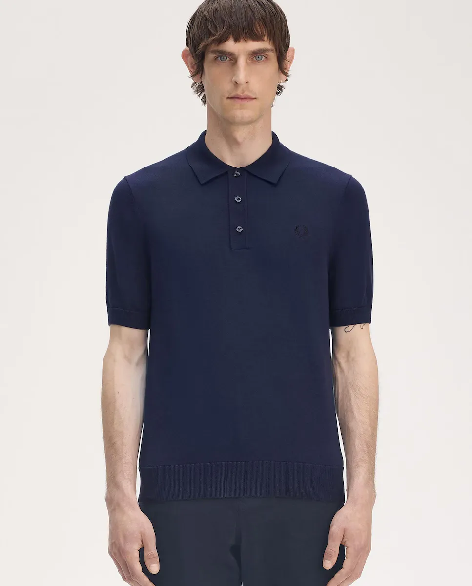 

Мужской свитер с короткими рукавами и воротником-поло Fred Perry, синий