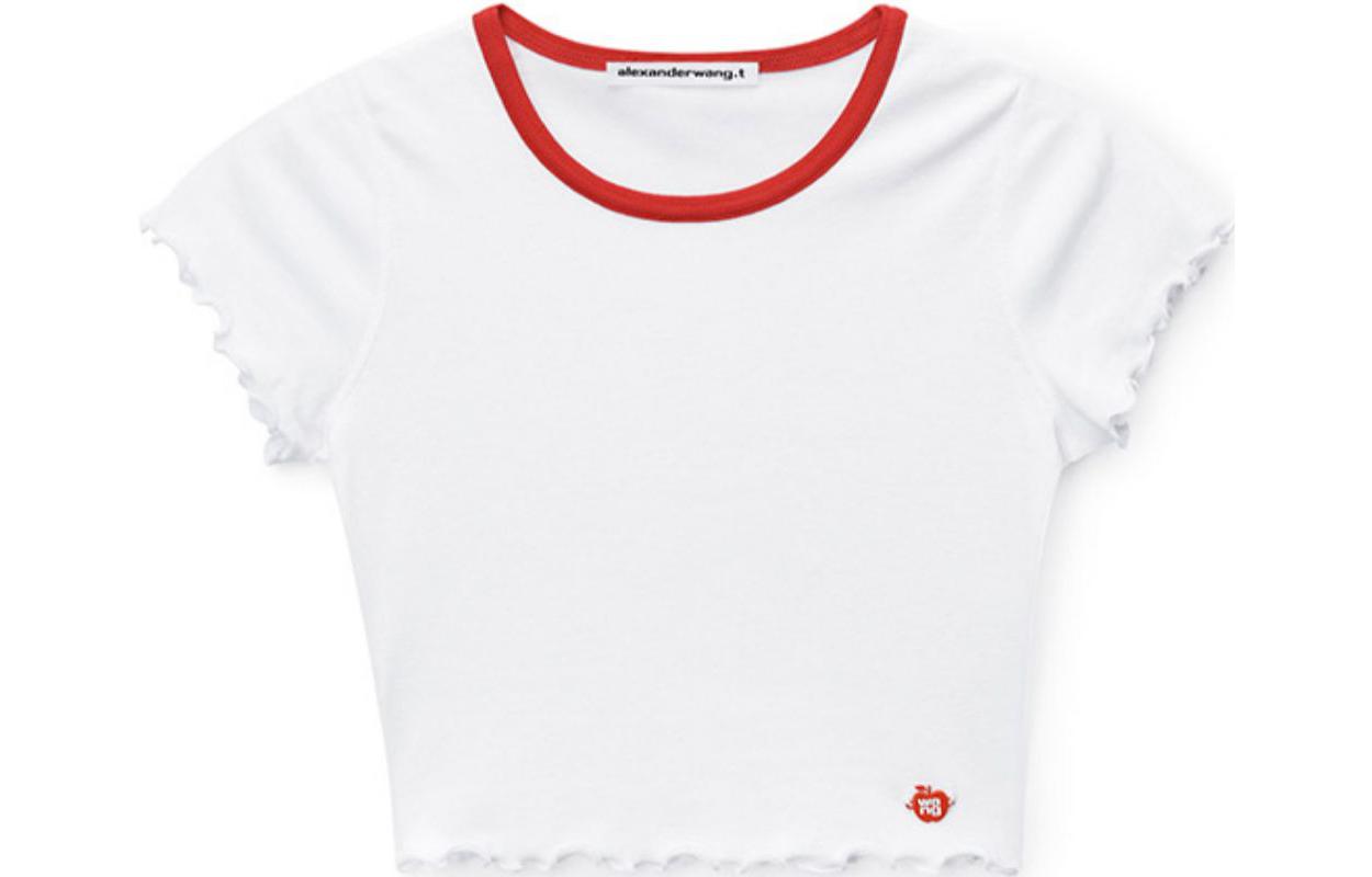 

Футболка женская белая Alexander Wang с рукавом дроп-шолдер