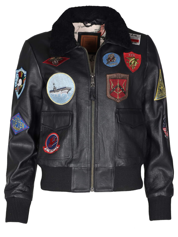 

Кожаная куртка TOP GUN, черный
