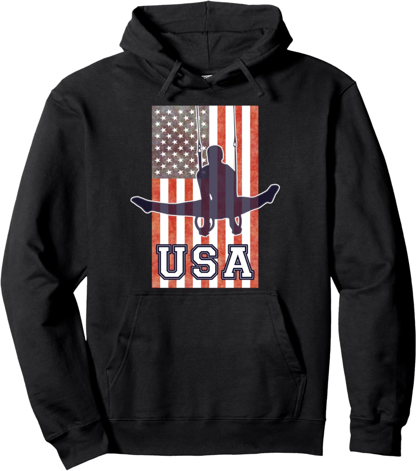 

Худи с изображением американского флага, спортсмен мужской сборной США по гимнастике Usa Gymnast American Flag Gymnastics Team Tees, черный