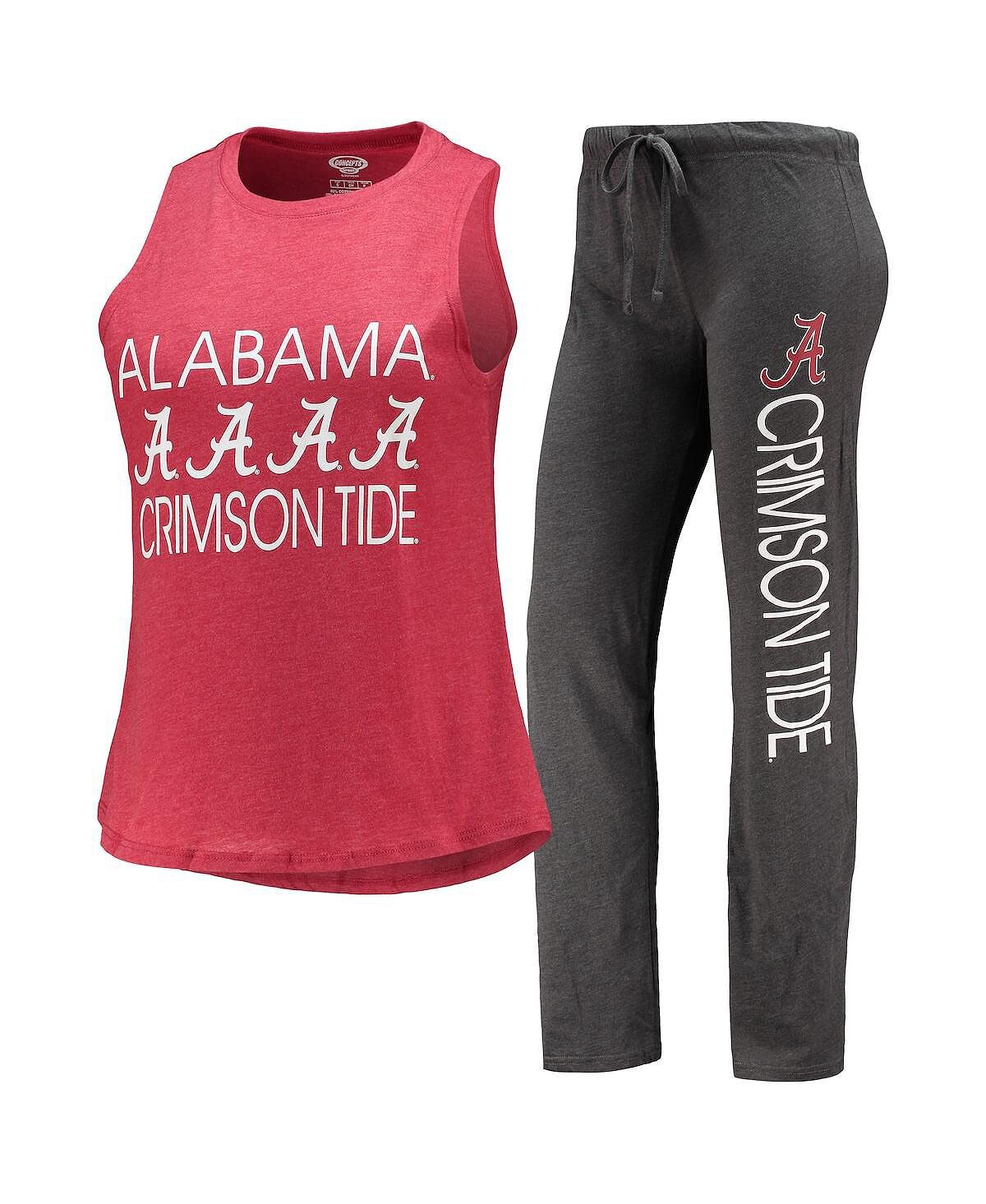 

Женский комплект для сна, темно-серый, малиновый Alabama Crimson Tide, майка и брюки Concepts Sport