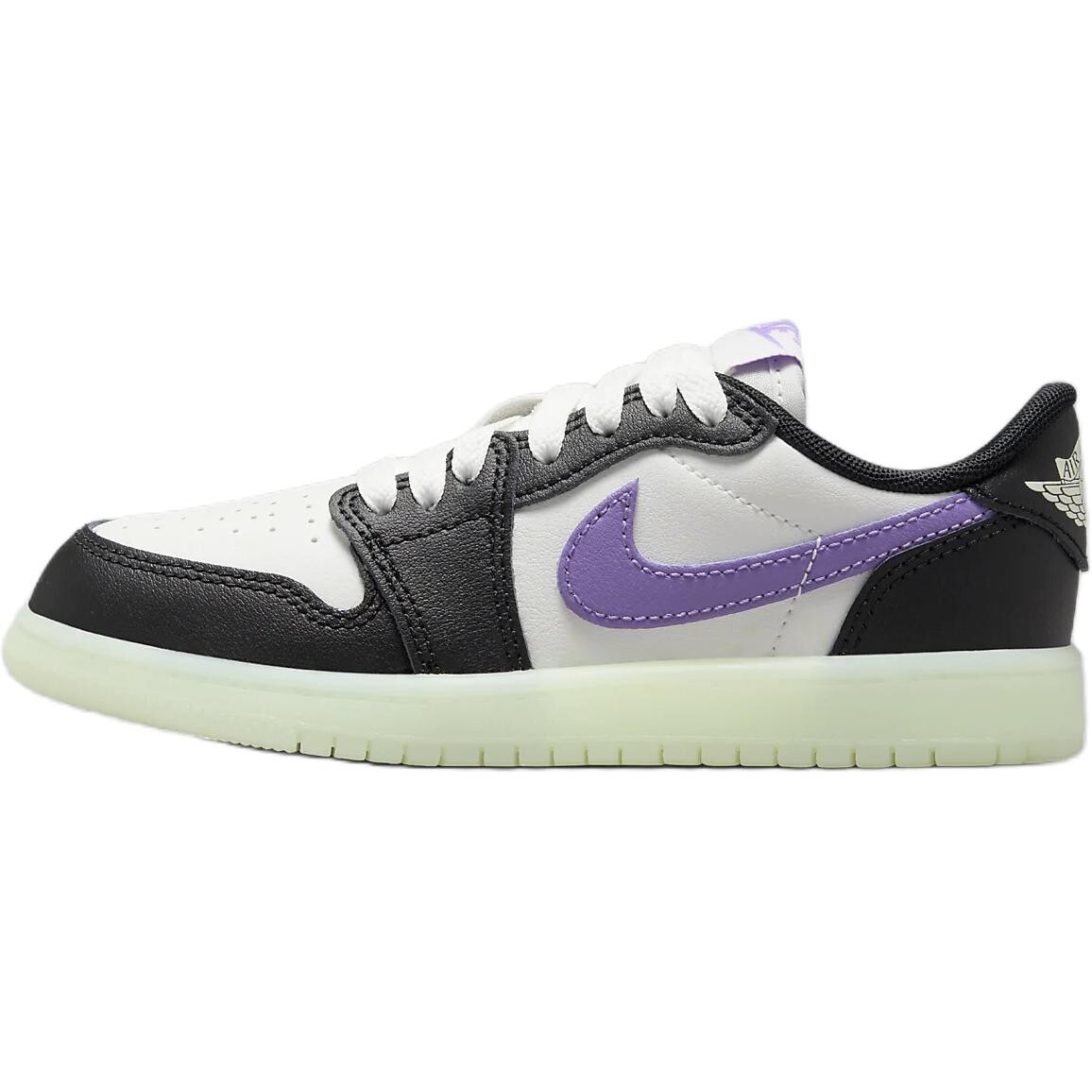 

Баскетбольные кроссовки Air 1 Kids для дошкольников Jordan, белый/черный/фиолетовый