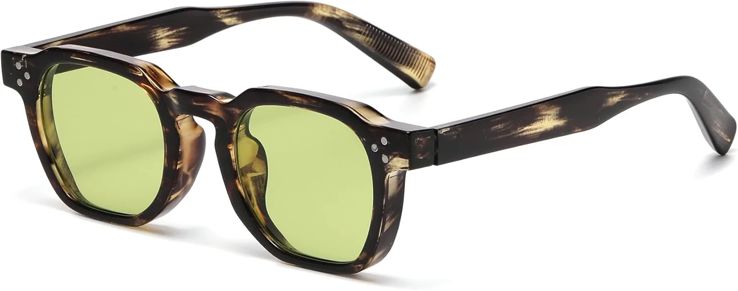 

Солнцезащитные очки AIEYEZO в стиле ретро для женщин и мужчин, квадратная оправа с толстой линзой, модные винтажные солнцезащитные очки, Green Tortoise/Green