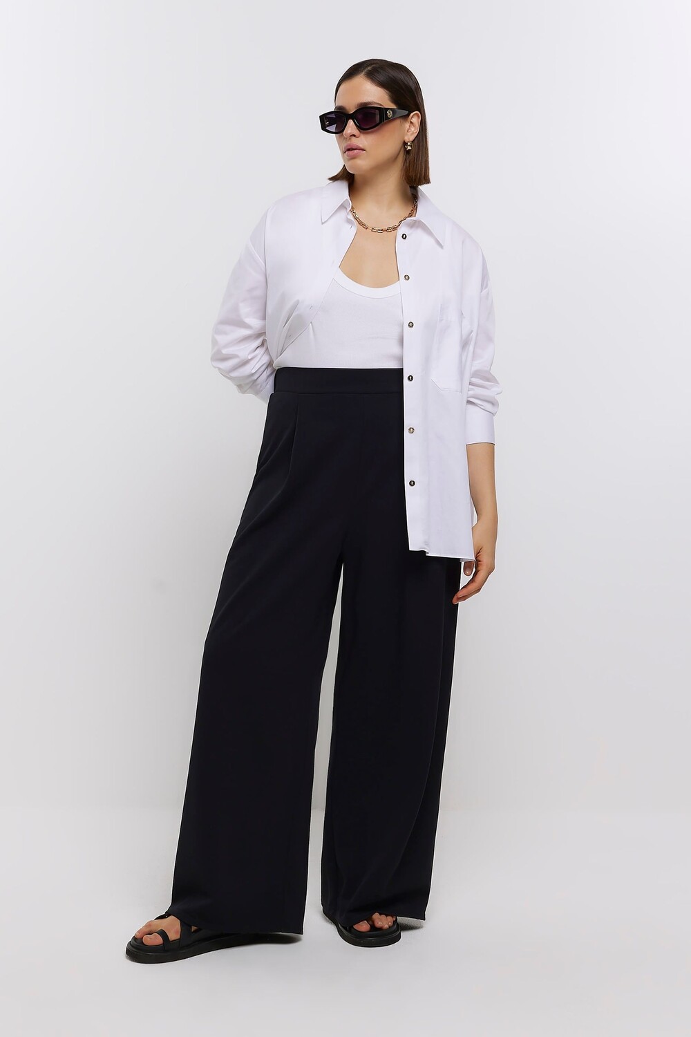 

Плюс брюки с широкими штанинами River Island, черный