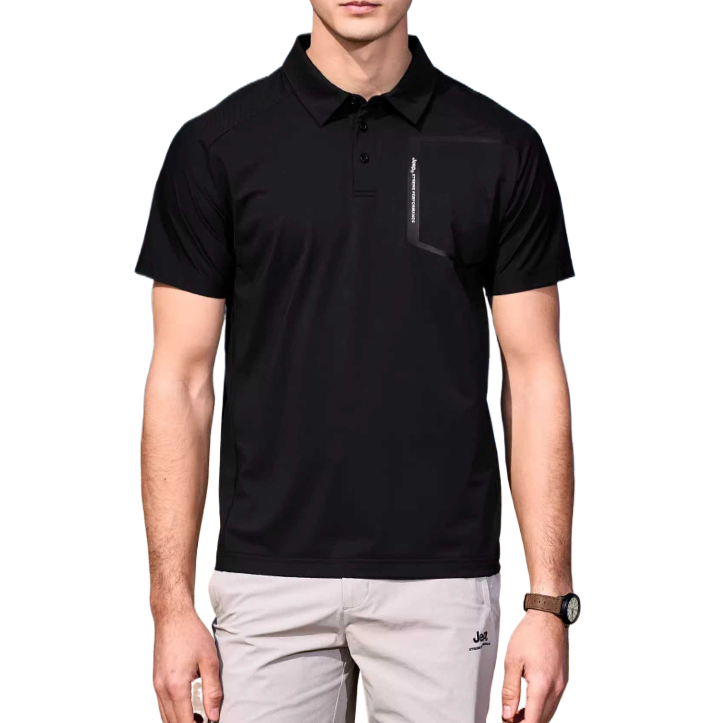 

Поло с лацканом для мужчин, умеренный прямой крой Jeep, brand черный
