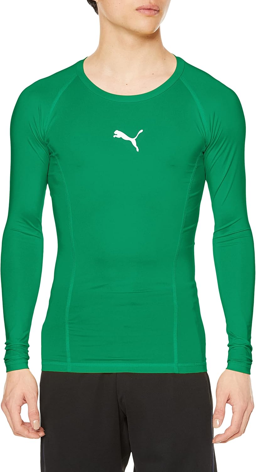 

Мужская футболка PUMA LIGA BASELAYER с круглым вырезом и длинными рукавами (658223) - влагоотводящий, быстросохнущий компрессионный внутренний слой для футбола, зеленый