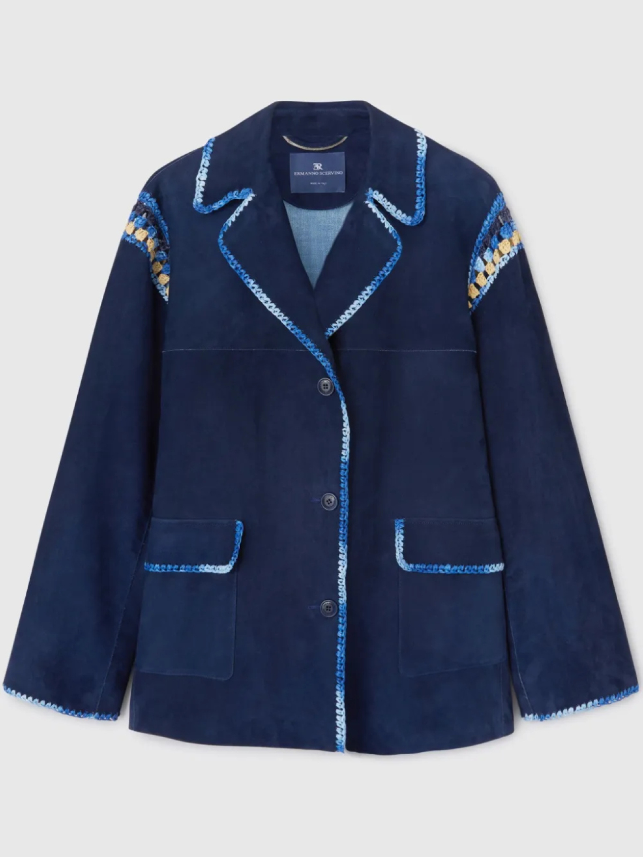 

Однобортный замшевый пиджак Ermanno Scervino, синий