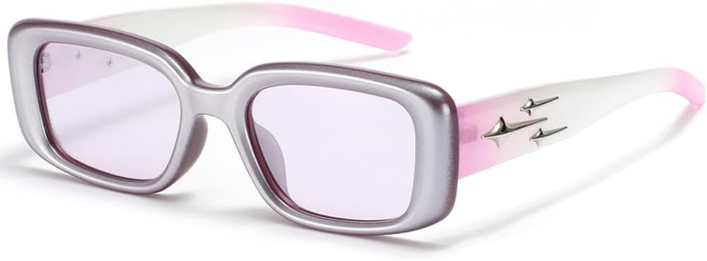 

Прямоугольные солнцезащитные очки для мужчин, винтажный панк, градиентные, маленькие, женские, роскошные солнцезащитные очки с защитой от УФ-излучения UV400 TKKTLLT, Purple Purple