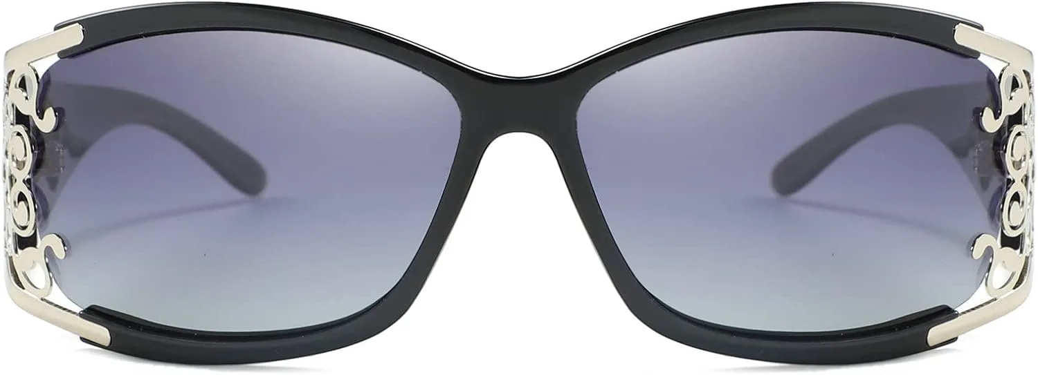 

Комплект из 2 поляризованных солнцезащитных очков для женщин, модные квадратные солнцезащитные очки для вождения с защитой UV400 mincl, 2pcs-brown&silver