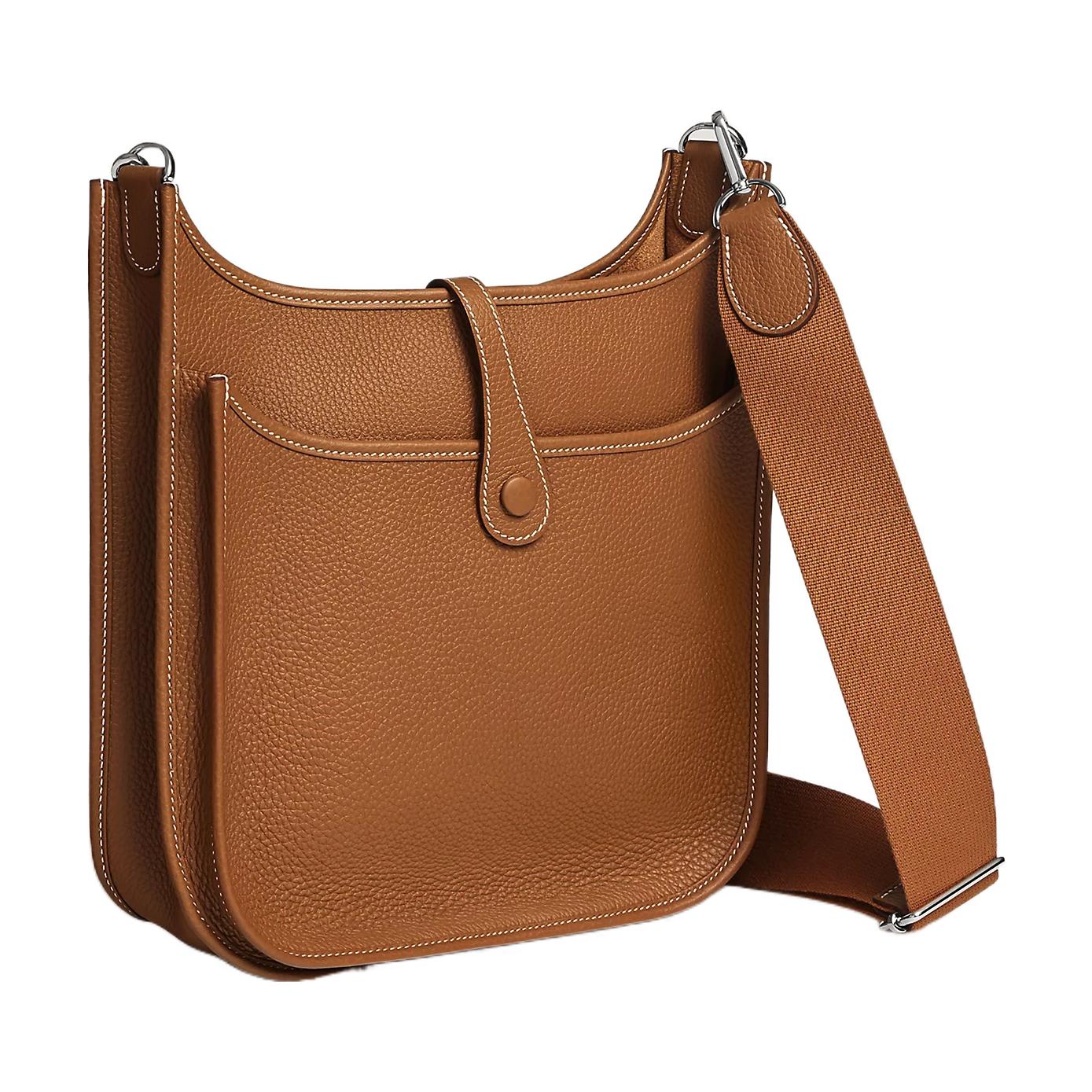 HERMES Сумка кроссбоди Evelyne Taurillon Clemence из кожи коровы золотисто-коричневый — фото 3