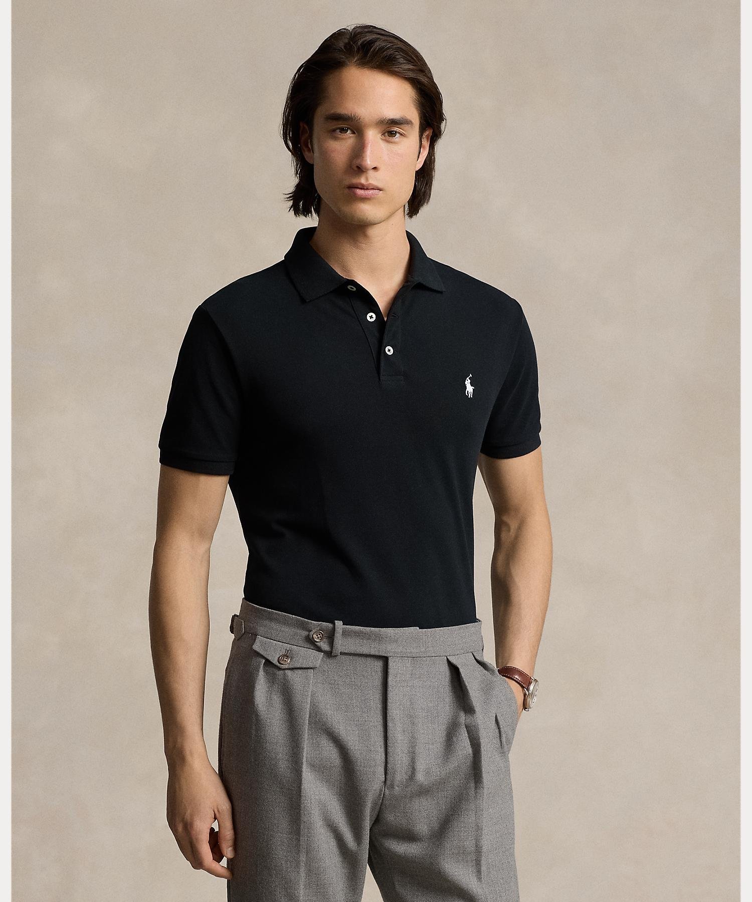 Футболка-поло приталенного кроя из эластичной сетки. Polo Ralph Lauren, 001 Black — фото 4