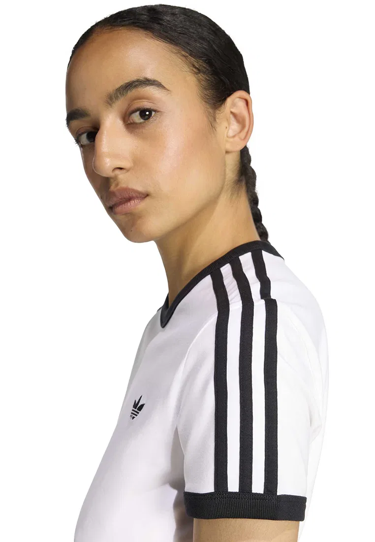 Футболка женская slim, 3 Stripes Adidas, белый/черный — фото 3