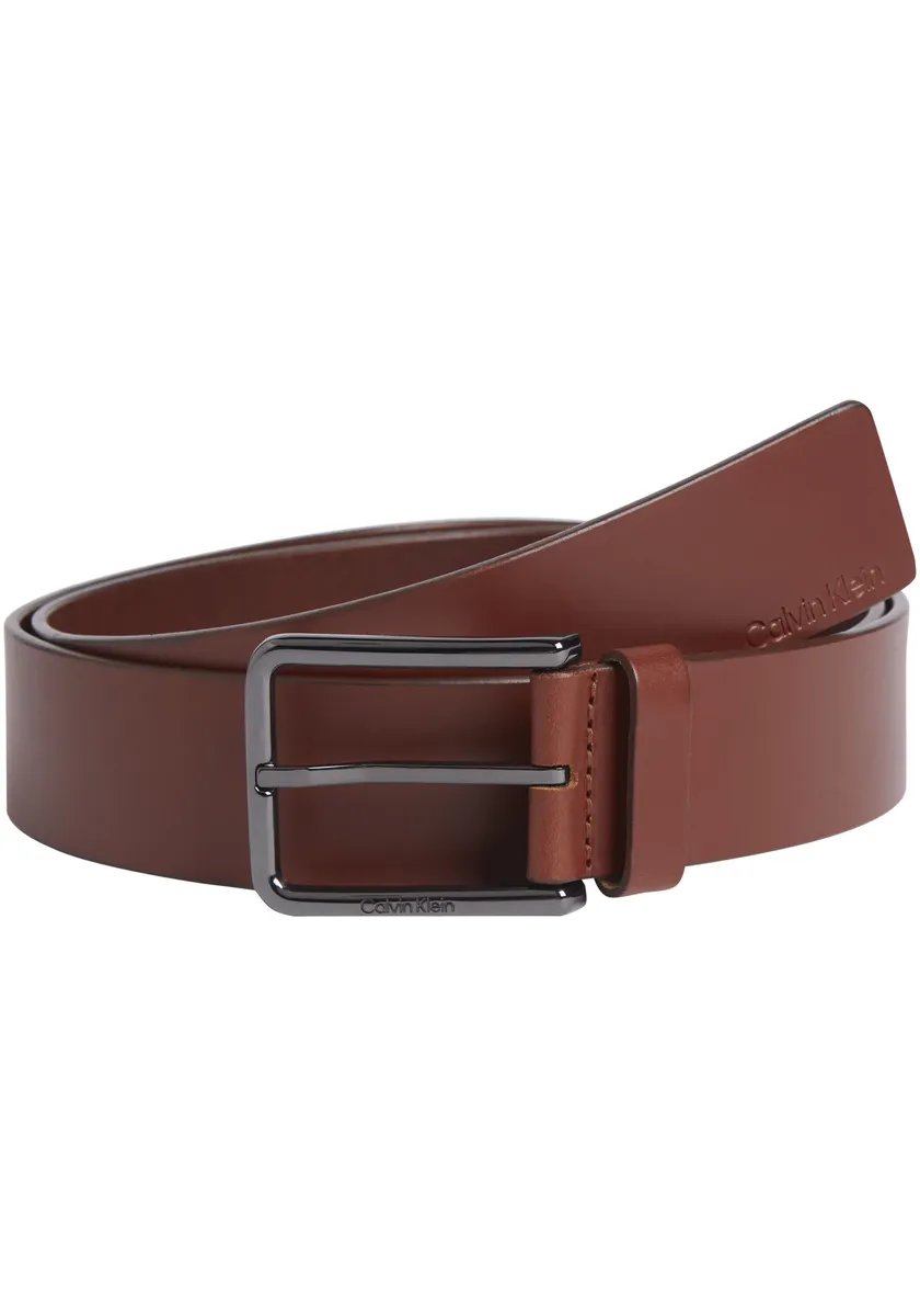 

Кожаный ремень Calvin Klein "WARMTH 35MM" с тисненым логотипом, цвет Dark Tan