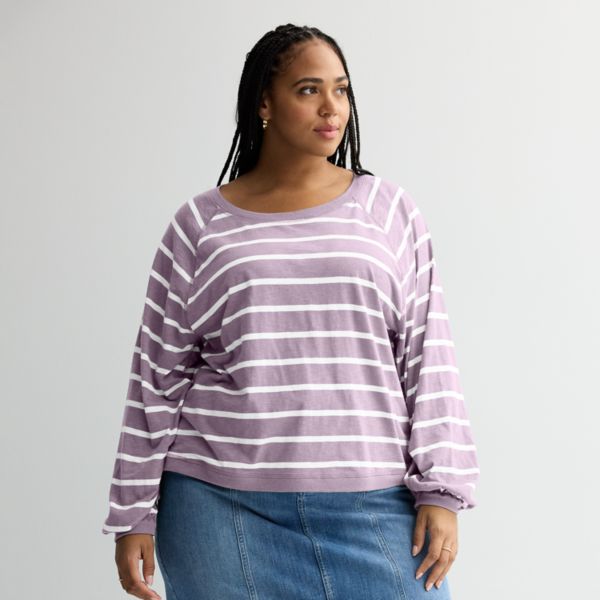 

Футболка реглан с рукавами-фонариками больших размеров Sonoma Goods For Life, цвет lavander stripe