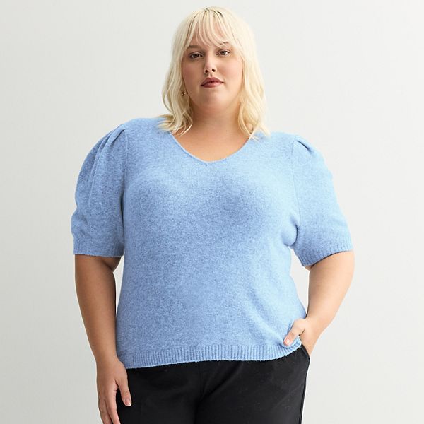 

Топ с V-образным вырезом и пышными рукавами plus size Nine West, Stella Peri