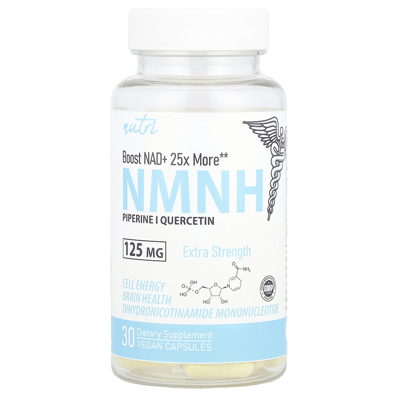 

Nutri, NMNH, повышенная сила действия, 125 мг, 30 веганских капсул