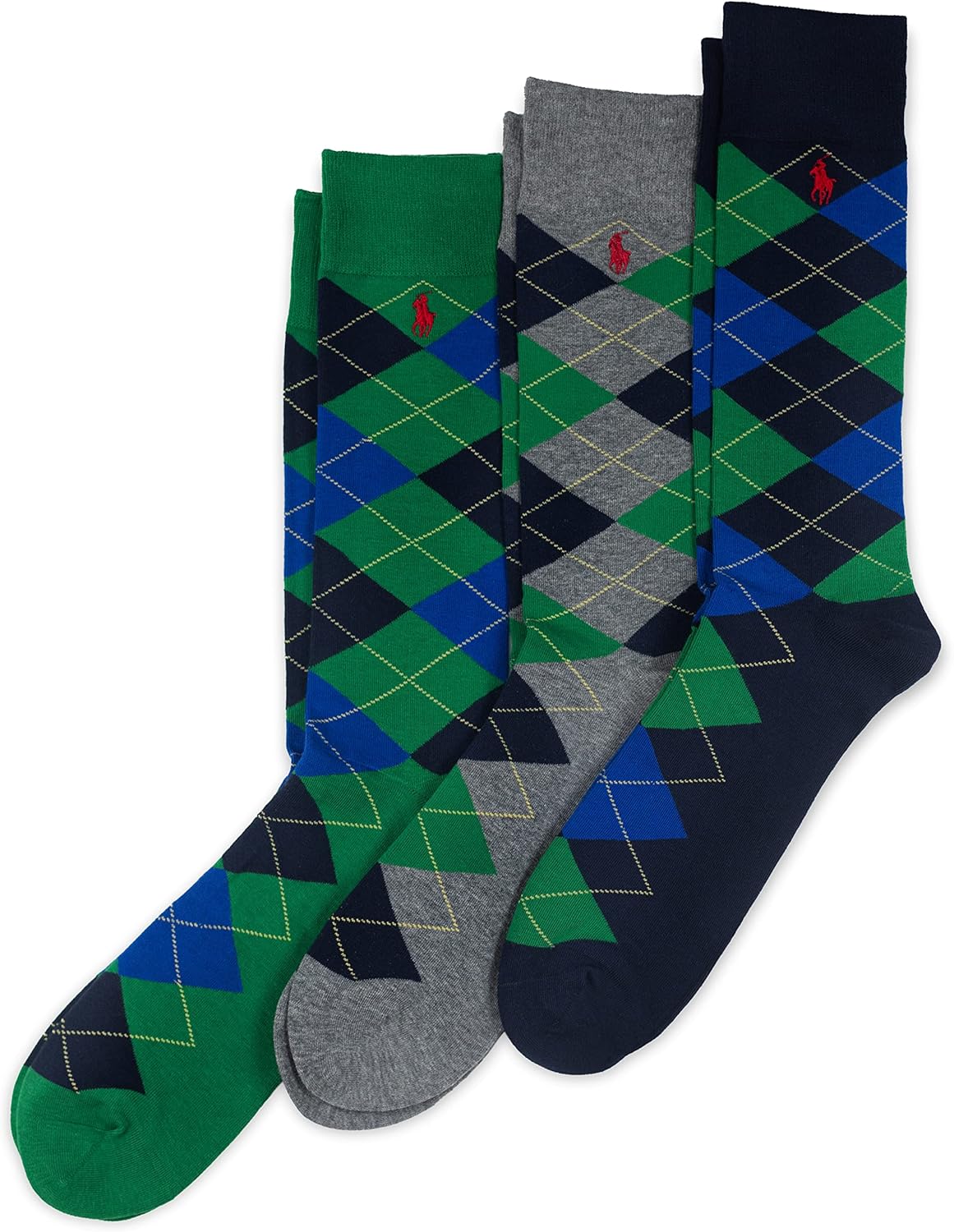 

POLO RALPH LAUREN Мужские носки-гольф с узором аргайл (упаковка 3 шт), Green Assorted