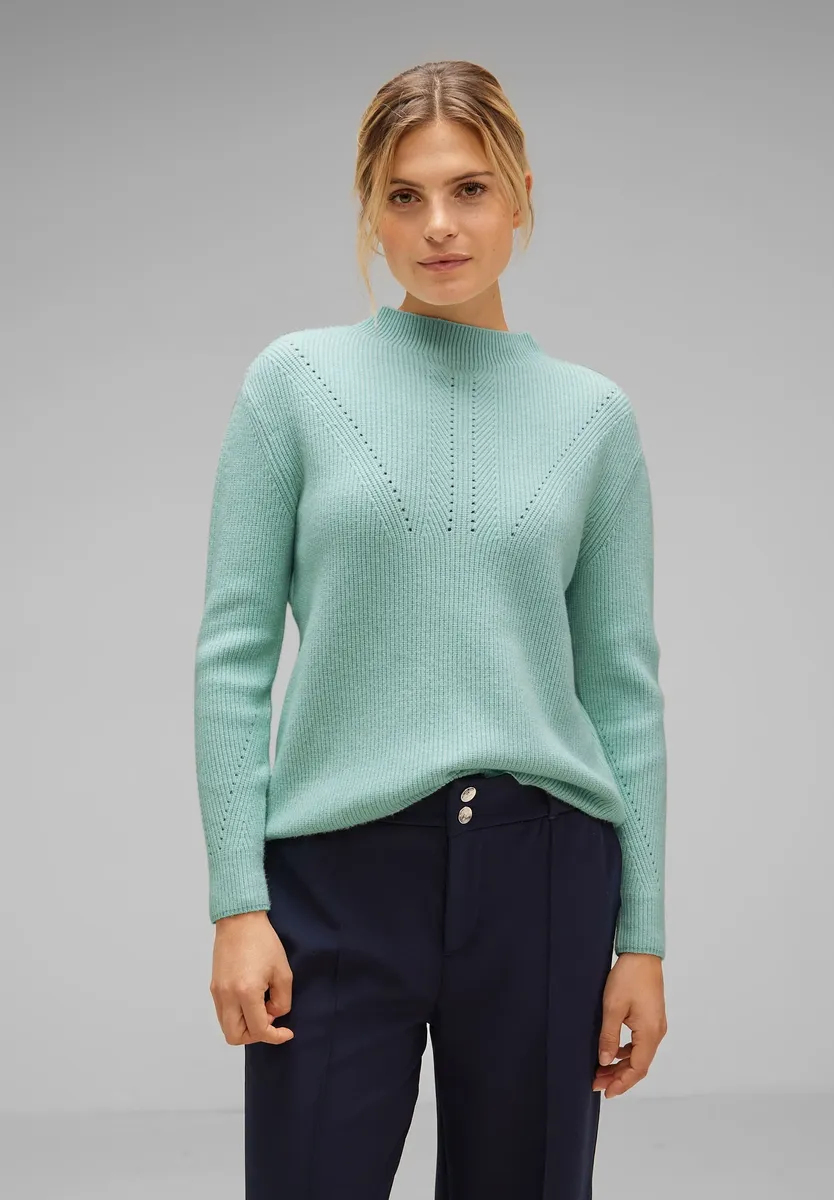 

Однотонный свитер с воротником-стойкой STREET ONE, цвет Iced Mint Melange