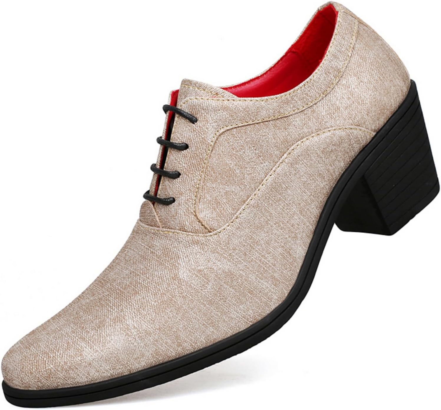 

Мужские туфли-оксфорды на шнуровке из мягкой кожи с средним каблуком, массивным каблуком, круглым носком Qwuieoin, золотой