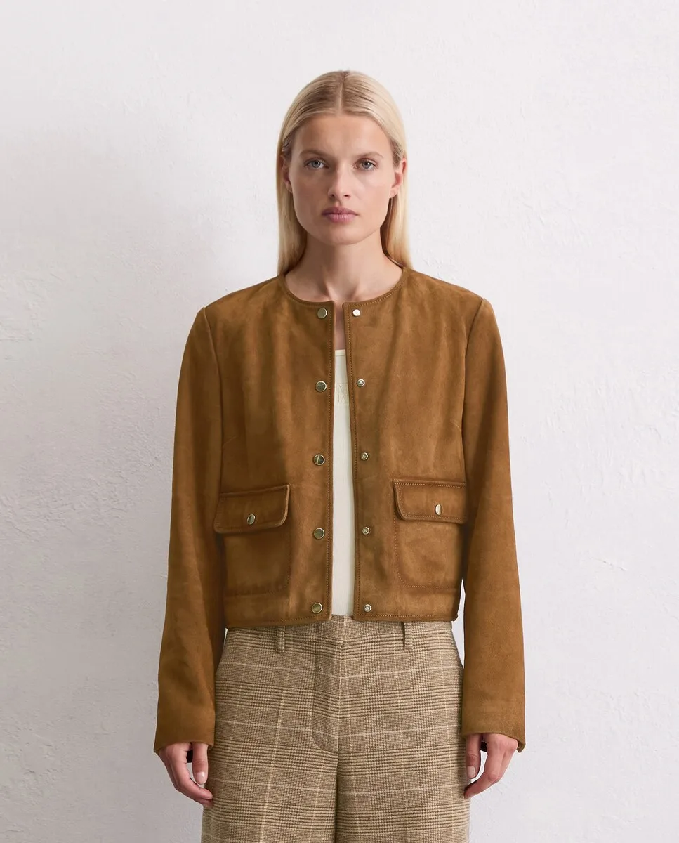 

Женская куртка из мягкой козьей замши из обычной кожи MARC O'POLO, коричневый