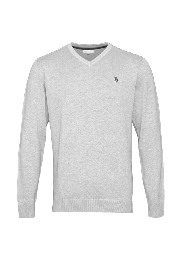 

Свитер вязаный свитер свитер с v-образным вырезом U.S. Polo Assn., серый