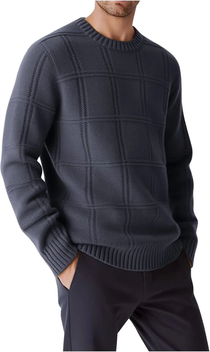 

Мужской свитер в клетку Casual Crewneck Cambkatl