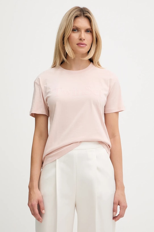 

Хлопковая футболка Twinset, бежевый